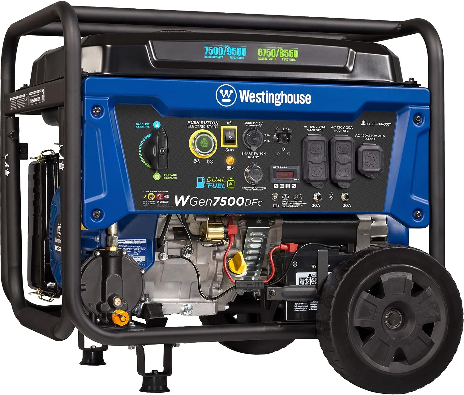 Westinghouse Outdoor Power Equipment 12500 Peak Watt Dual Fuel Home Backup